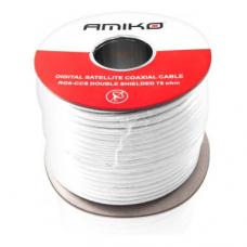 Amiko RG6 CCS DS koaxiálny kabel, 100 m cievka, biela